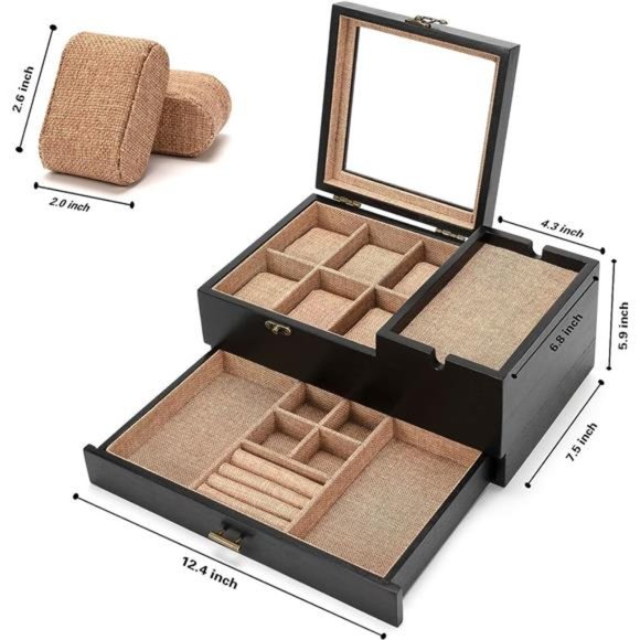 Watch Box Organizer for Men, 6 Slot Watch Case for Men Display & Storage Watch - Picture 2 of 7